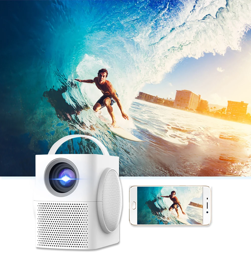 Портативный кинопроектор Real tv H1 HD светодиодный проектор 2500 люмен Bluetooth HDMI USB