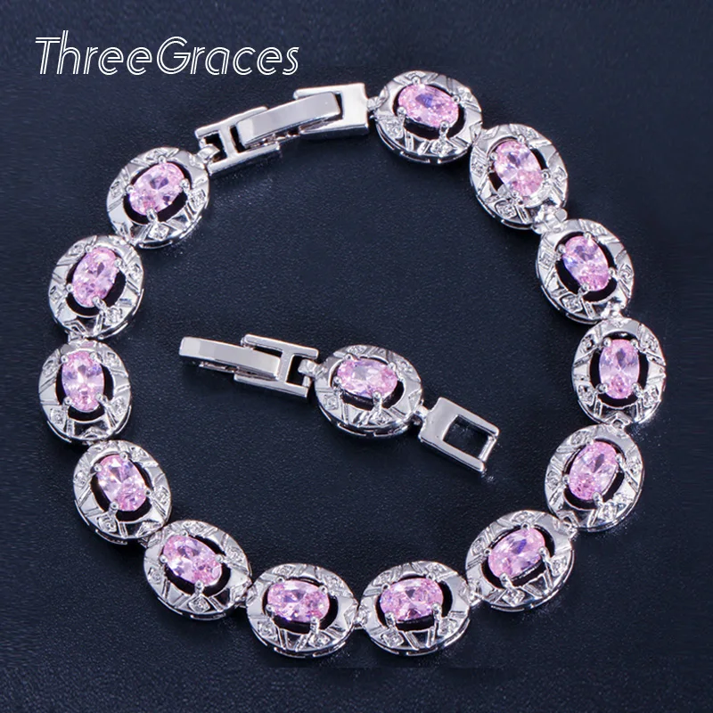 ThreeGraces 6 вариантов цветов женские ювелирные изделия подарок модный хрустальный браслет с фиолетовым розовым зеленым королевским синим CZ камнями BR125