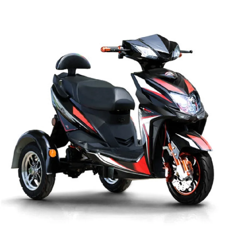 black(litte red) Электрический мотоцикл bikeThree-трехколесный мотоцикл Citycoco электрический самокат мотора 1000W 60 V/20A Байк, способный преодолевать Броды для электрического велосипеда - Цвет: black(litte red)
