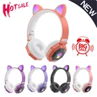 Наушники с кошачьими ушками, беспроводные наушники, музыкальное стерео, Bluetooth-Совместимость 5,0, наушники с микрофоном, геймерская гарнитура, детские подарки