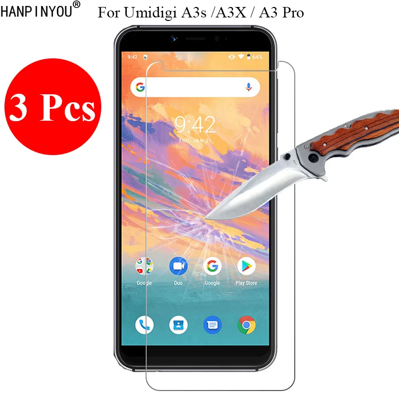 Закаленное стекло 3 шт./лот 9H 2.5D Защита экрана для Umidigi A3s / A3X A3 Pro защитная пленка +