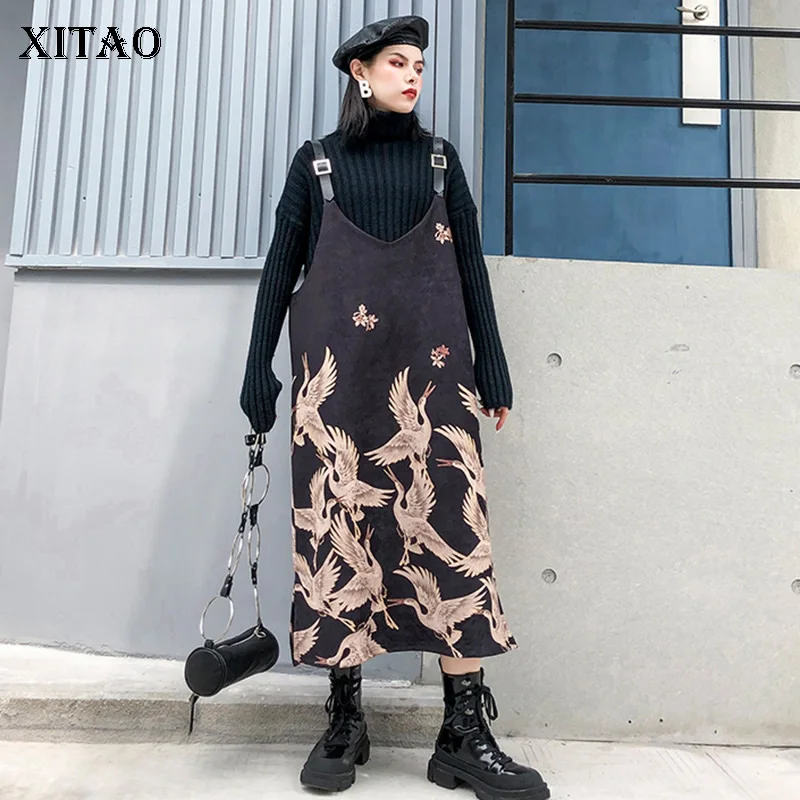 XITAO повседневное прямое платье без рукавов с блестками Женское зимнее новый