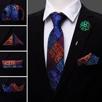 novelty men tie silk wedding tie brooch handkerchief cufflinks set geometric neck tie for men gift party business barry wang