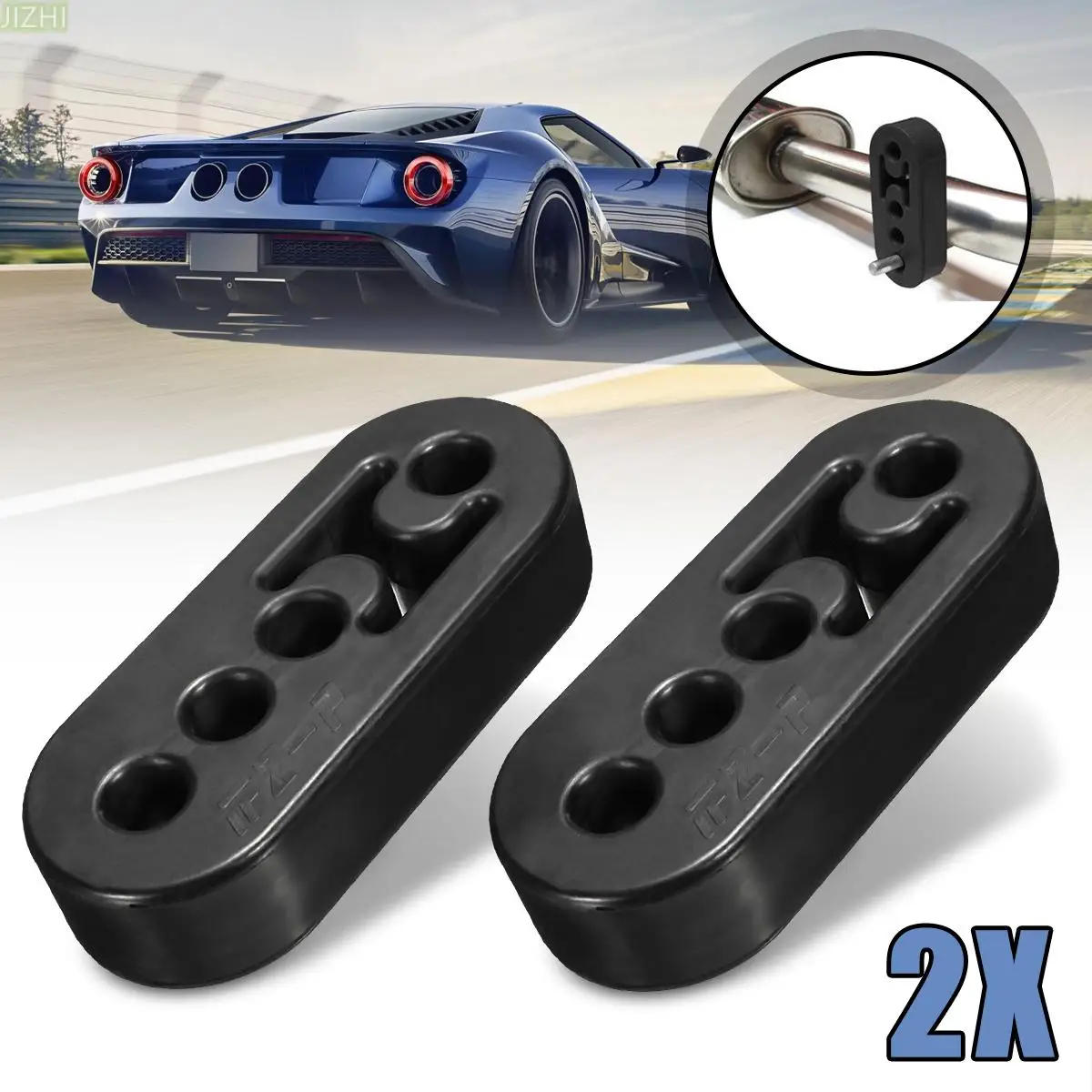 

2Pack Universal Rubber Black 4 Holes Car Exhaust Tail Pipe Mount Brackets Hanger Insulator Bracket Accessories