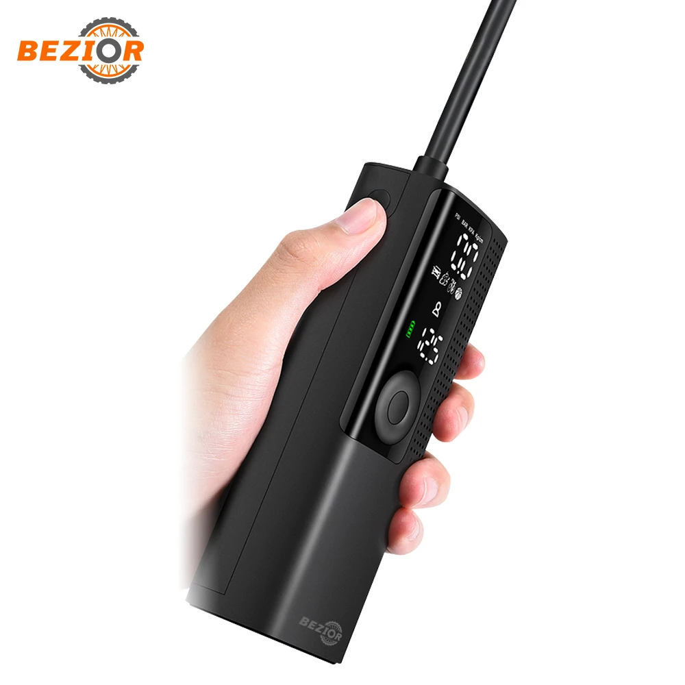 Online Bezior-compresor De Aire Portátil, Bomba De Aire Eléctrica De 0-120PSI, Batería Recargable De 2000mAh Con Pantalla LCD Para Bicicleta Y Motocicleta