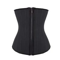 zip up 25 steel boned latex waist trainer corset shaper hooks gorset rubber slimming cincher girdle bustier underbust corselet