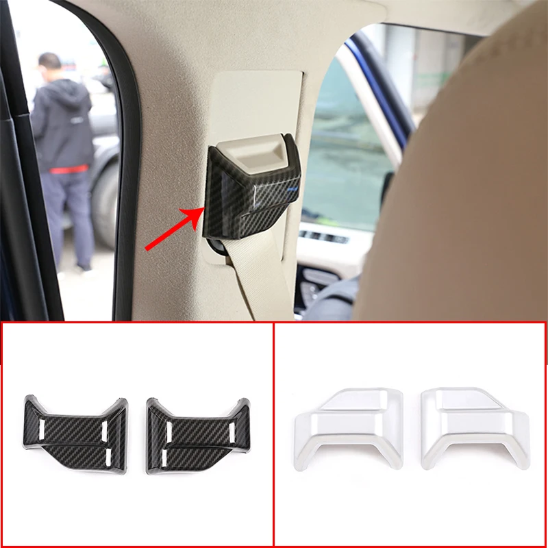 Car Styling Carbon Fiber Seat Safety Belt Cover Sticker Trim For Mercedes Benz G Class W463 2019 2020 Interior Accessories