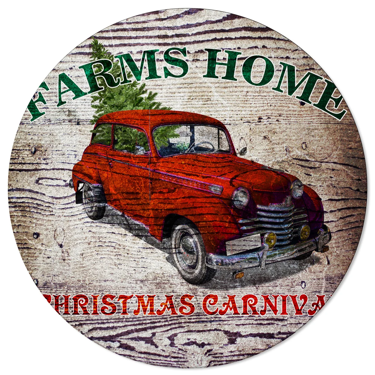 

Farm House Wood Grain Christmas Pattern Rugs And Carpets For Home Living Room Round Rug For Children Rooms Non-Slip