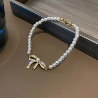 2021 new fashion luxury niche design exquisite pearl womens bracelet temperament golden bow girl birthday bracelet jewelry