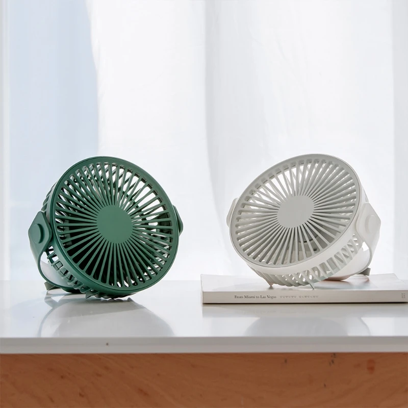 

360 Rotation 7-Inch USB Rechargeable 4000mAh Desk Hanging Fan 4 Speed Ceiling Fan for Camping Tent Outdoor School Home