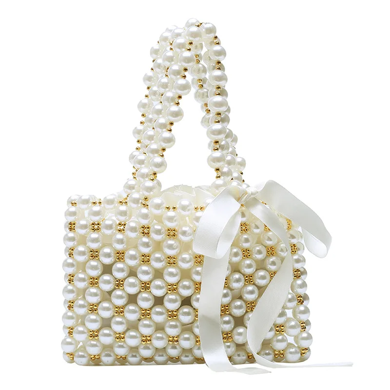 

Pearl Bag Beaded DIY Homemade Handmade Bag Material Bag 2020 New Product Net Red Bead Handbag purses bag women 2020