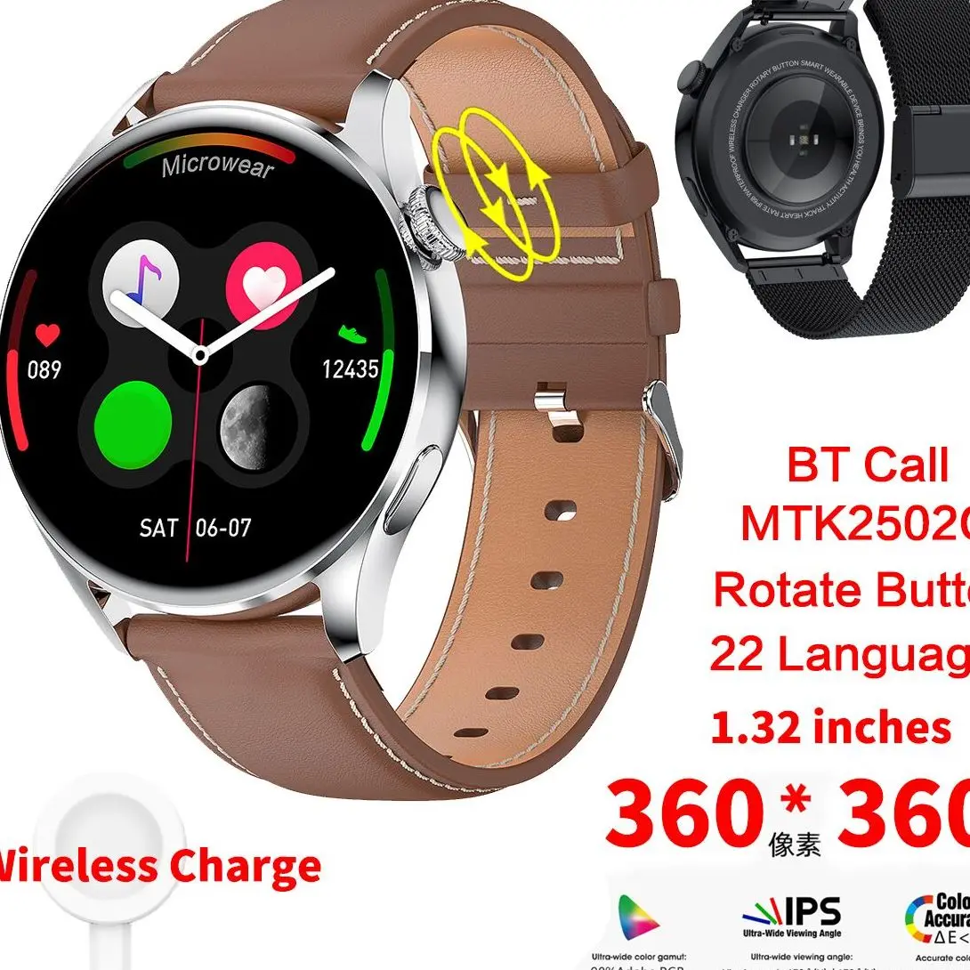 

Wear 3 pro Smart Watch Men 360*360 Full Touch Screen Bluetooth-compatible Calls Waterproof Wear3pro Smartwatch PK Huawei Watch 3