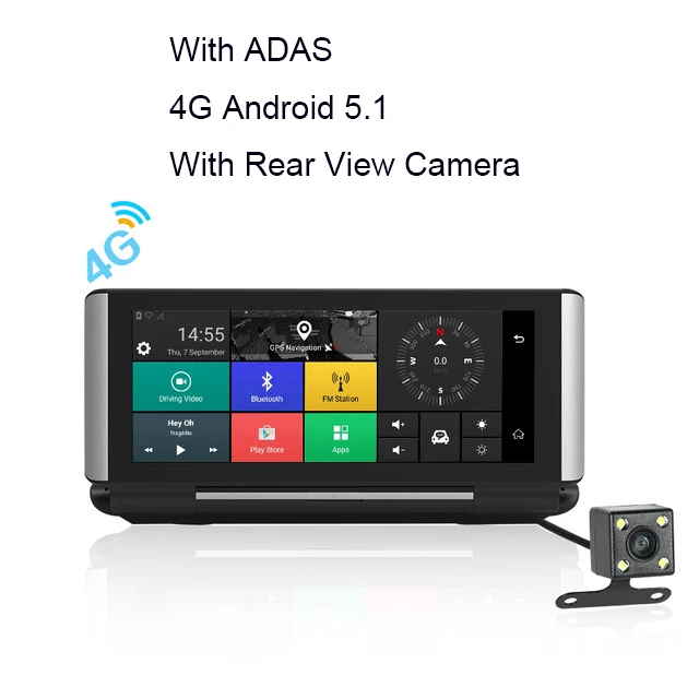 Anfilite 6,8" 3g/4G грузовик gps навигация ADAS bluetooth Android 5,1 1G/16G wifi Full hd 1080P видео рекордер автомобильный навигатор dvr - Размер экрана, дюймов: 4G with rearcam