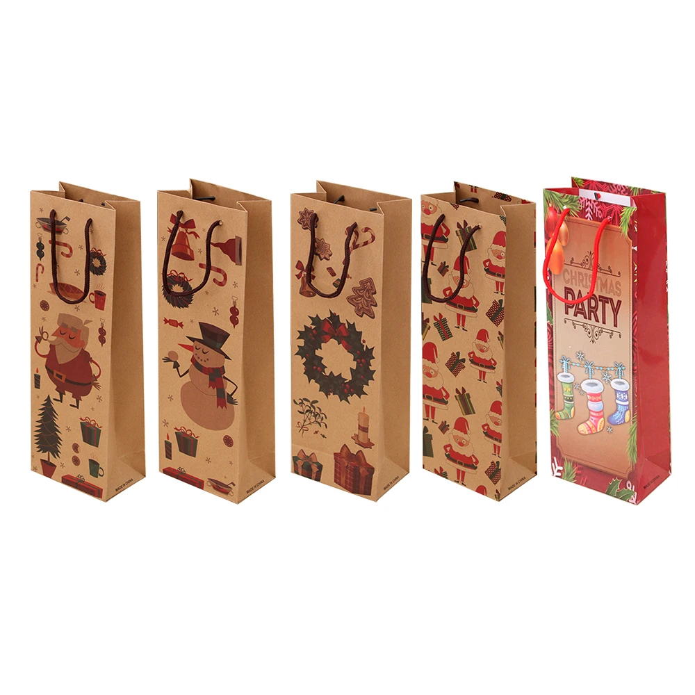 6 шт многоразовые рождественские праздничные подарочные сумки для винных