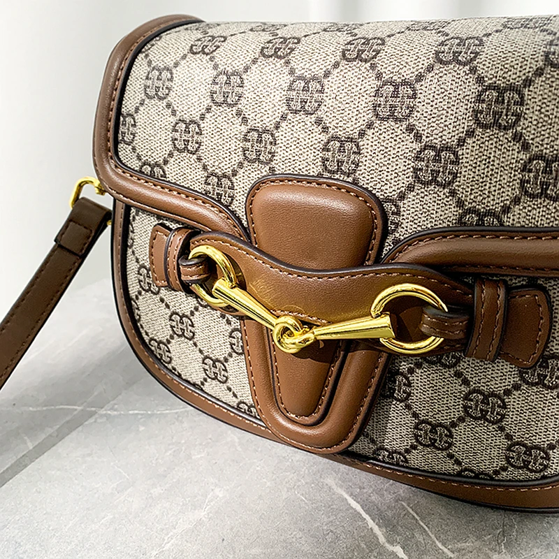 

Bags Women Saddle Split Leather Vintage Design Printed Patchwork Cross Body High Quality Fashion Classic Handbags