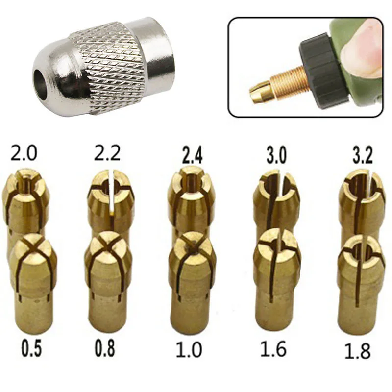

10pcs 0.5-3.2mm Mini Drill Brass Chuck Collet For Rotary Tool Accessories Set
