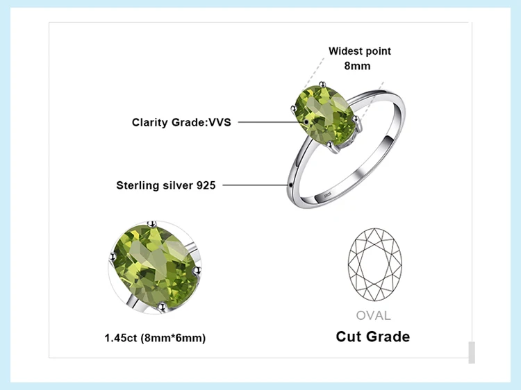 Jewelrypalace натуральная 925 серебро 1.4ct натуральный Пасьянс Перидот Кольца для Для женщин любовь подарок Классический овальный Красивые ювелирные изделия