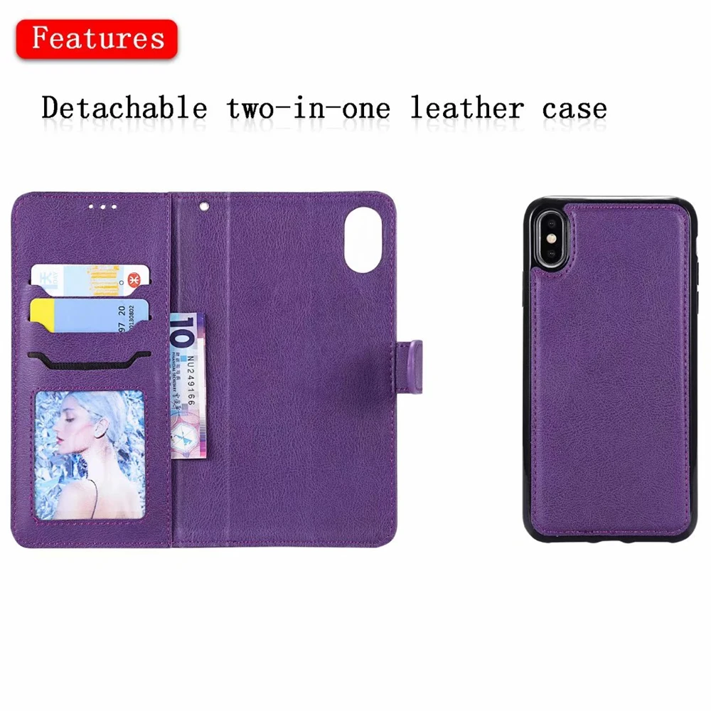 2 in 1 Phone Case For iphone 43 12 11 Pro Max XR XS MAX 8 7 Plus 13proMax Multifunction Leather Wallet Magnetic Back Cover | Мобильные