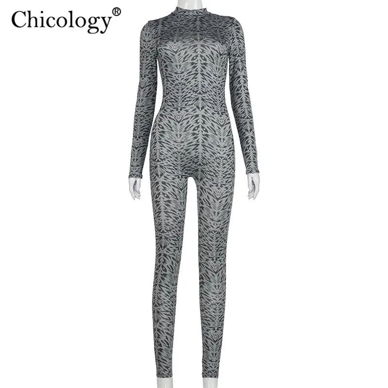 

Chicology Print Long Sleeve Jumpsuit Women 2020 Autumn Winter Bodycon Sexy One Piece Body Vintage Fashion Club Outfits Romper