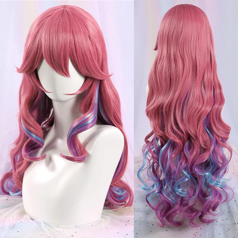 

Ahri Wig Game LOL Spirit Blossom LOL Cosplay Women 80cm Long Curly Wave Wig Heat Resistant Hair Wigs + a wig cap