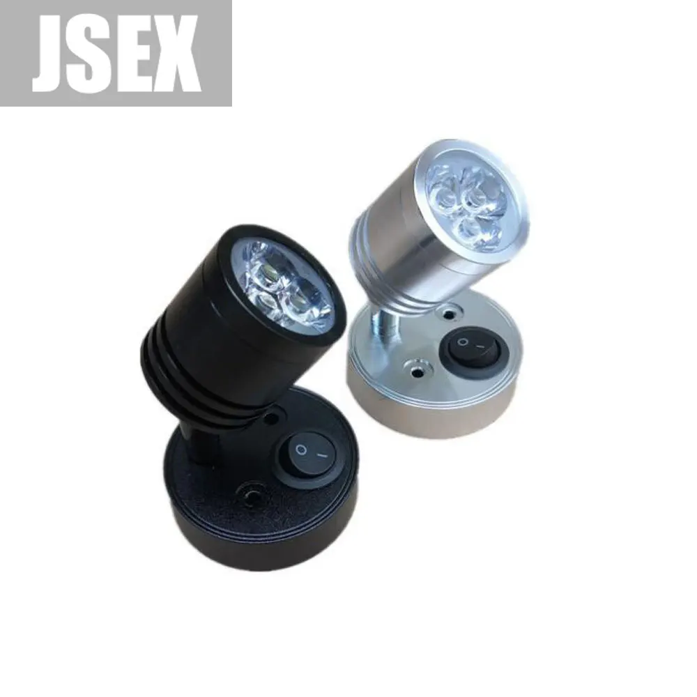 

LED Modern Wall Lamp 3W Black, Silver 3000K 6000K Family Hotel Bedside, RV, Yacht Reading Light 12V 24V