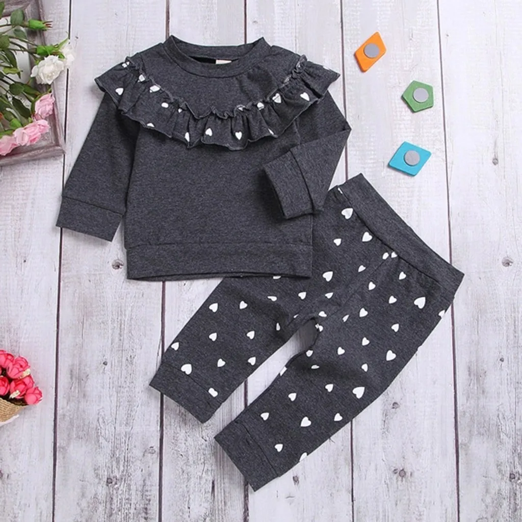 Осенняя Милая Одежда для маленьких девочек комплект из 2 предметов пуловер с