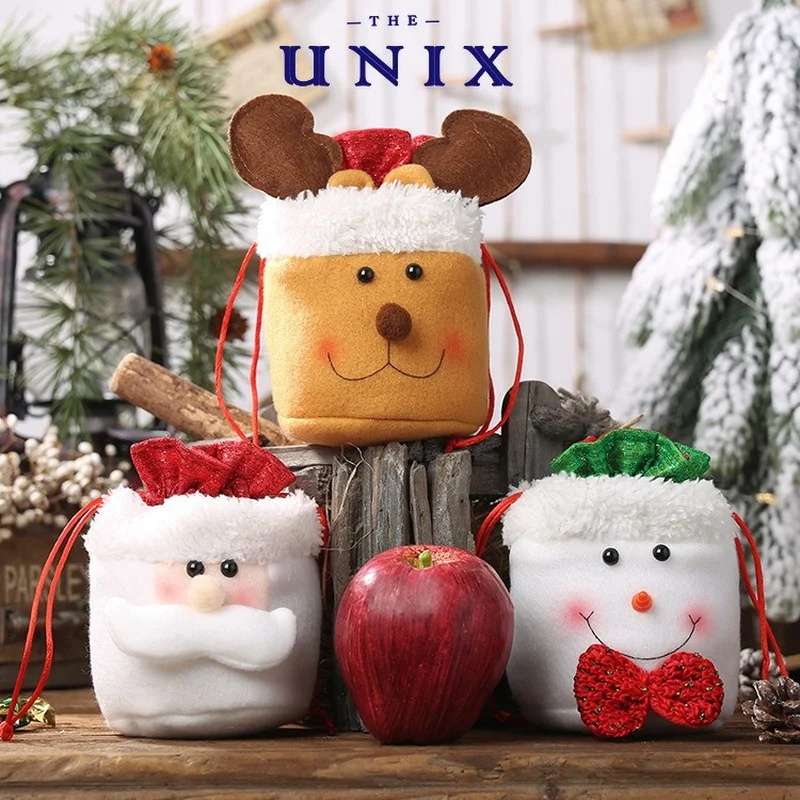 Новые креативные рождественские украшения льняные сумки с кулиской для яблок