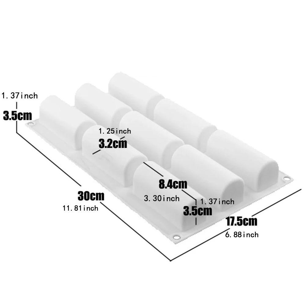 

Silicone Moulds Non-Stick Cake Chocolate Cereal Bar Rectangle Mold 9 Holes Soap Ice Cream Chocolate Desserts Muffins Baking DIY
