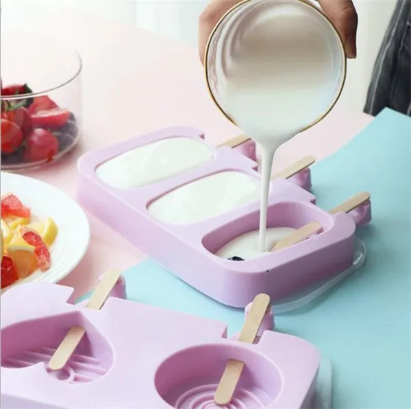 Hole Cartoon snowman building blocks Silicone Ice Cream Mould Cube Tray Popsicle Barrel Diy Mold Dessert with | Дом и сад