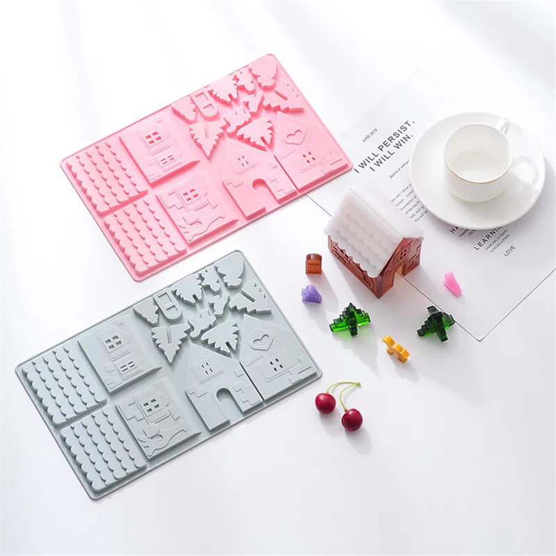 

Рождественская форма «сделай сам» для шоколада, имбирный домик, силиконовая форма, инструменты для выпечки тортов, форма для токарного приг...