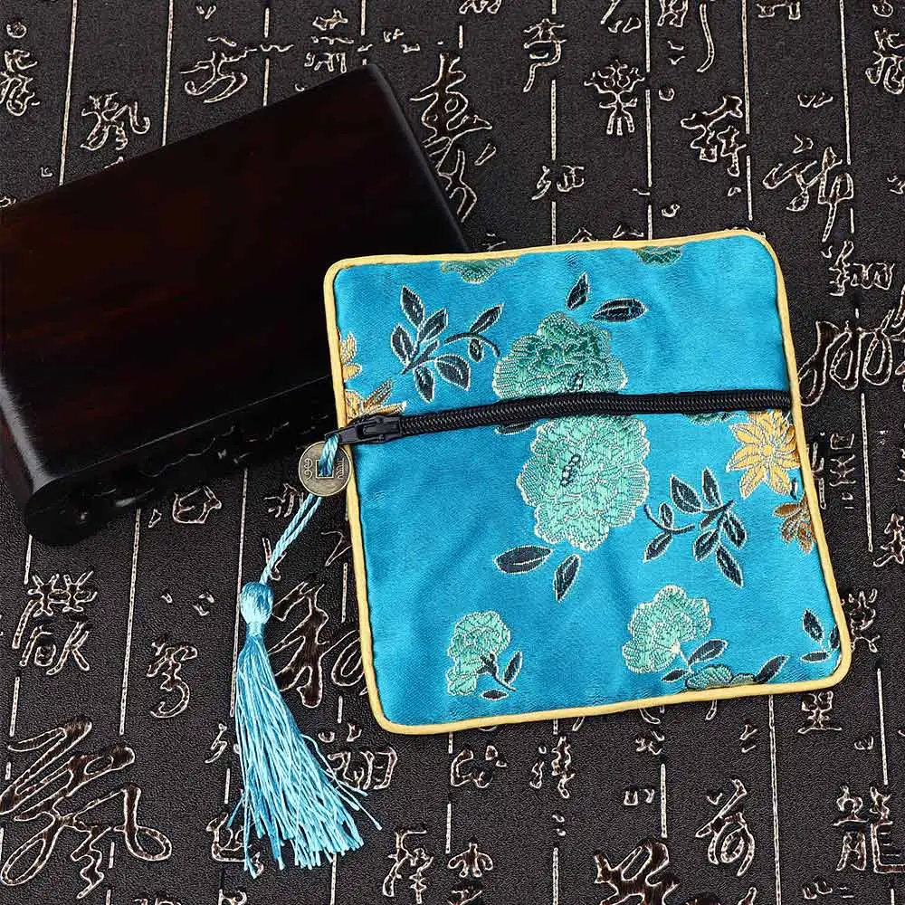 1 шт. Высококачественная шелковая парчовая ткань с кисточками и цветами сумка для