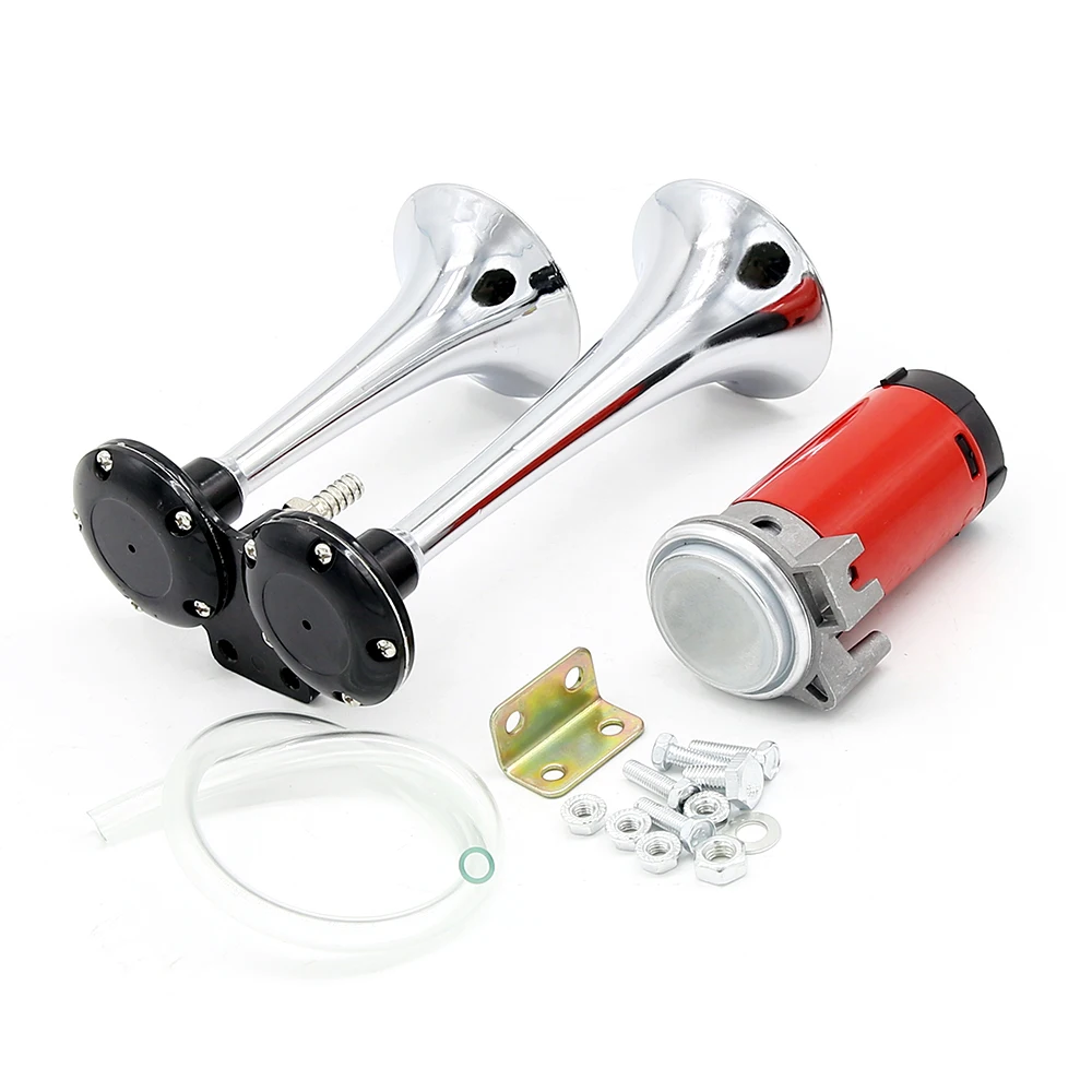 12 В Воздушный Гудок с двойной трубой 130 дБ электрический воздушный гудок супер