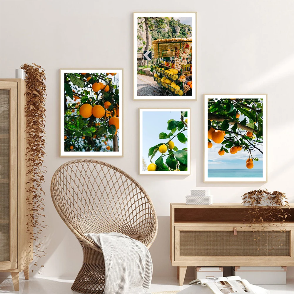 

Scandinavian Style Tropical Fruits Oranges Lemons Posters Canvas Painting Wall Art Pictures for Living Room Simple Home Decor