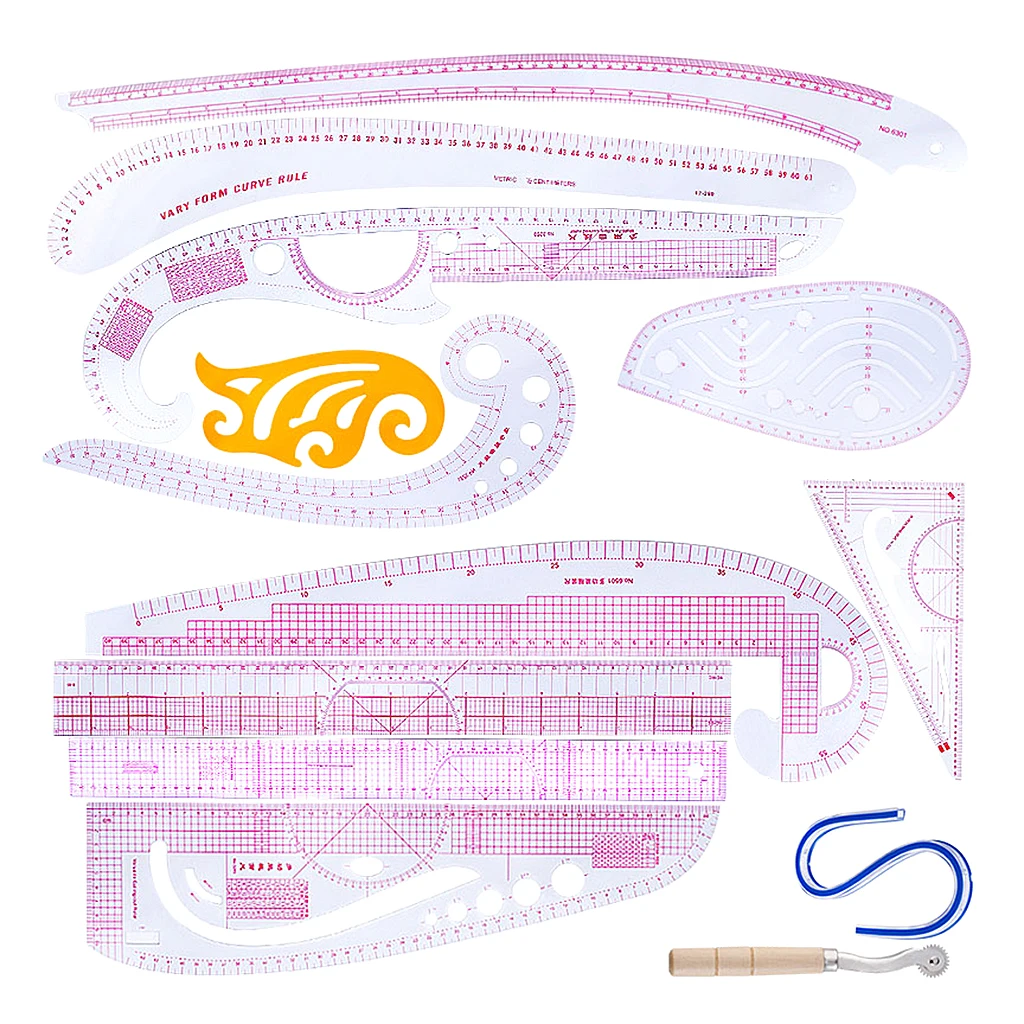 13x акриловая модная Метрическая линейка набор для рисования прямые французские