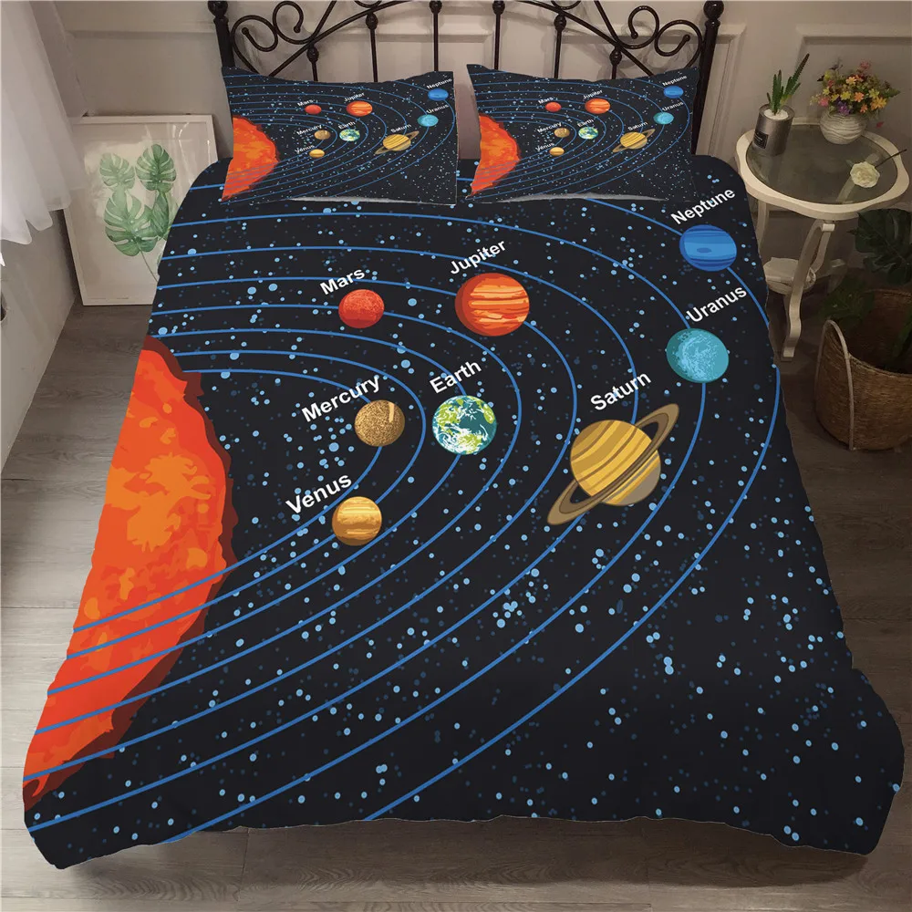 

Space Astronaut Bedding Set Cartoon Children Boys Bedoom Decor Planet Bedclothes Pillowcases Queen Double King Size Bed Linen