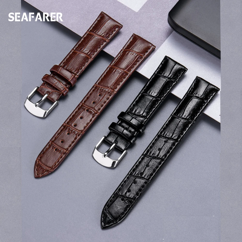 

Genuine Leather Watchbands 18mm 20mm Watch Steel Pin buckle Band Strap High Quality Wrist Belt Bracelet + Tool