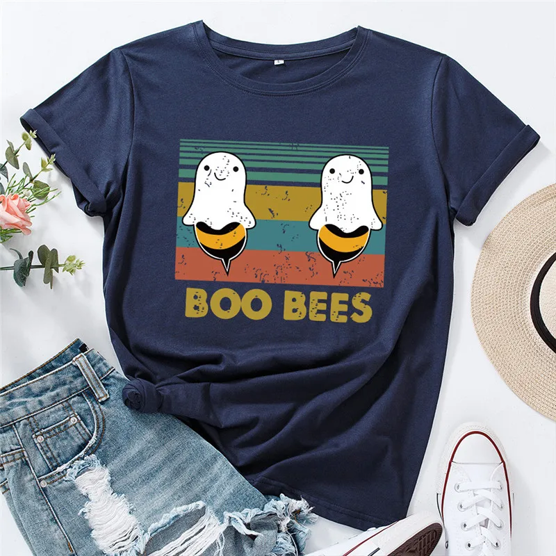 

Women TShirt Plus Size S-5XL Lovely BOO BEES Print Women T-Shirt 100%Cotton Women Shirts O Neck Short Sleeve Tees Summer T Shirt