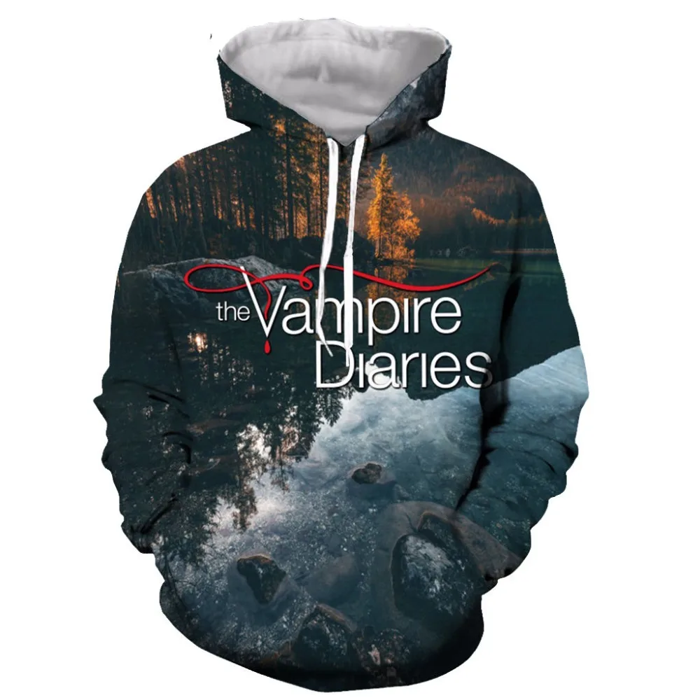 

Толстовки с капюшоном "Дневники вампира", толстовка с 3D принтом из сериала «ужасы» для мужчин и женщин, модная уличная одежда, мужские пулове...