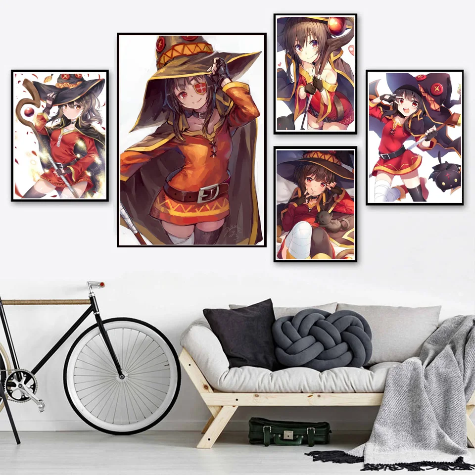 Постер для девочек детей спальни коносубы мегумин японское аниме подарок HD