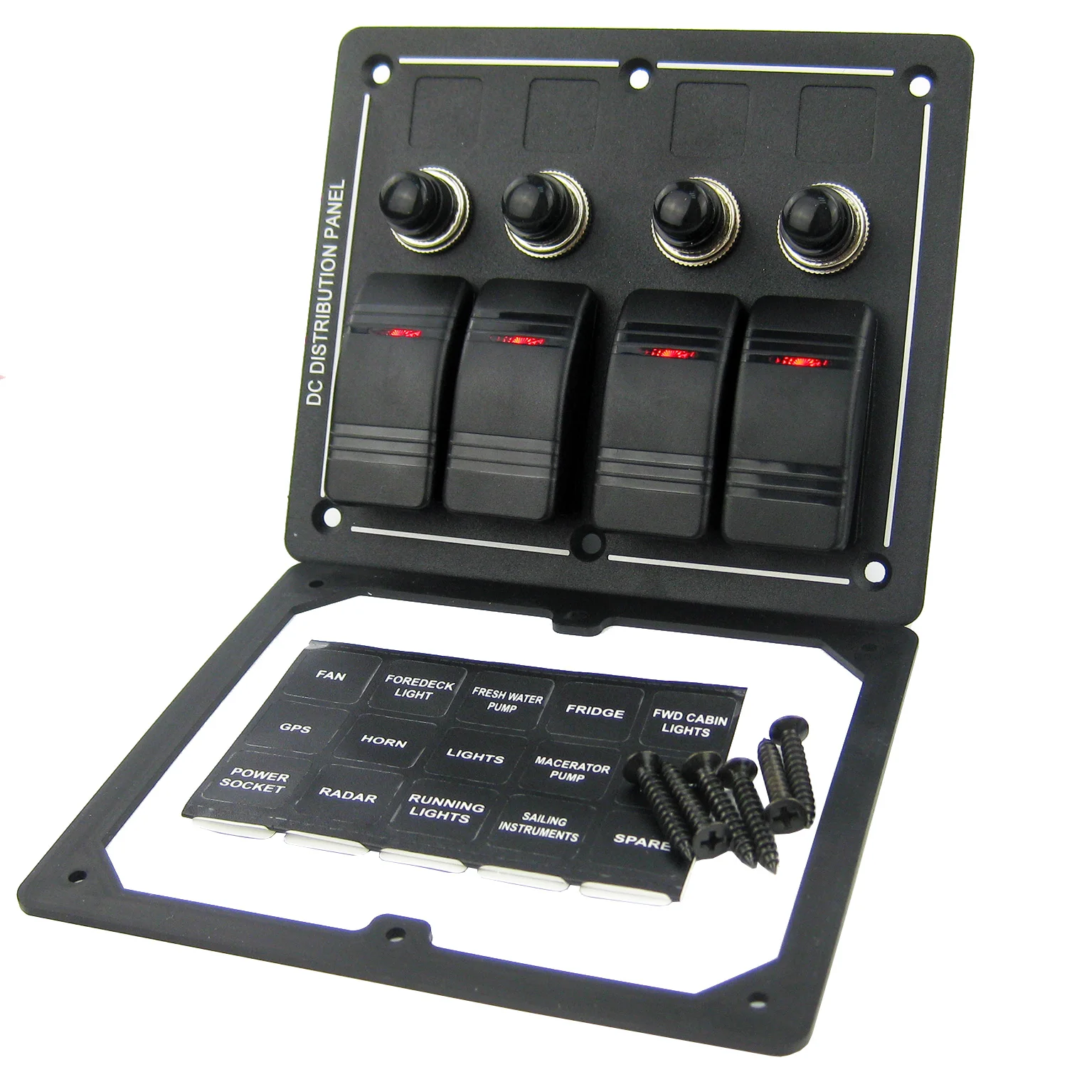 4 Gang кулисный переключатель Панель алюминиевый светодиодный Водонепроницаемый