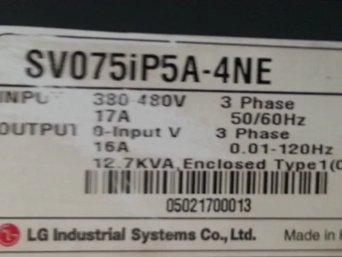 

SV075iP5A-4NE 380V7.5KW inverter ; used one, 85 % appearance new ; 3 months warranty , freely shipping