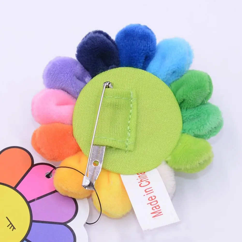 Красочная милая мультяшная брошь с радужным подсолнухом через плечо плюшевая