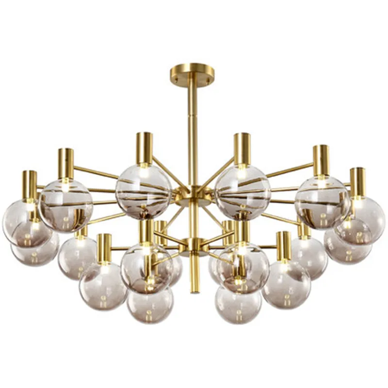 

nordic glass ball copper christmas balls modern led chandelier ventilador de techo lamparas de techo living room decoration