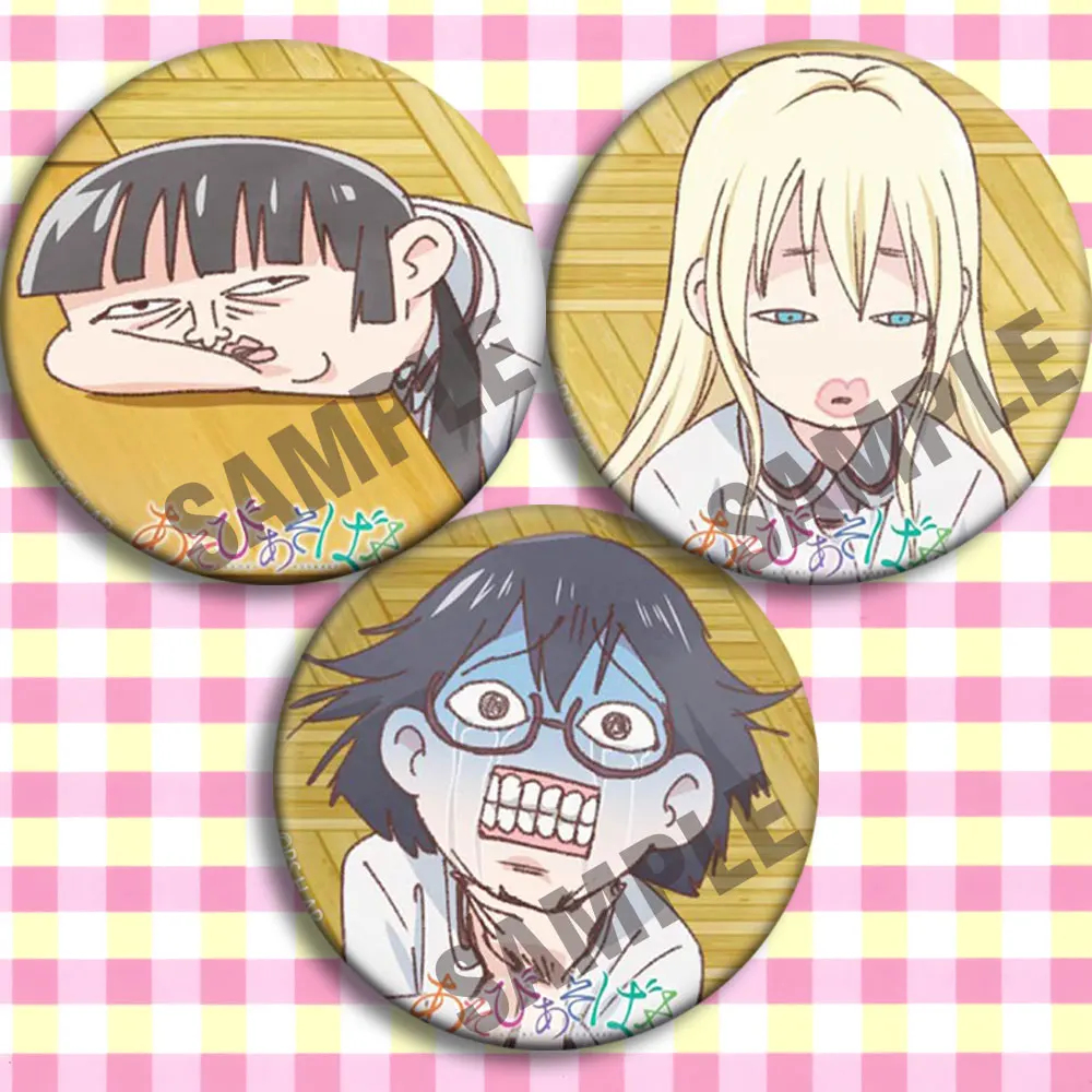 

1pc Manga Asobi Asobase Hanako Honda Olivia Kasumi Nomura badges 58 mm Brooch Broche