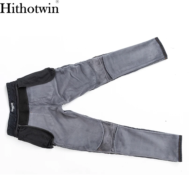 Мужские мотоциклетные стильные флисовые теплые зимние джинсы для верховой езды