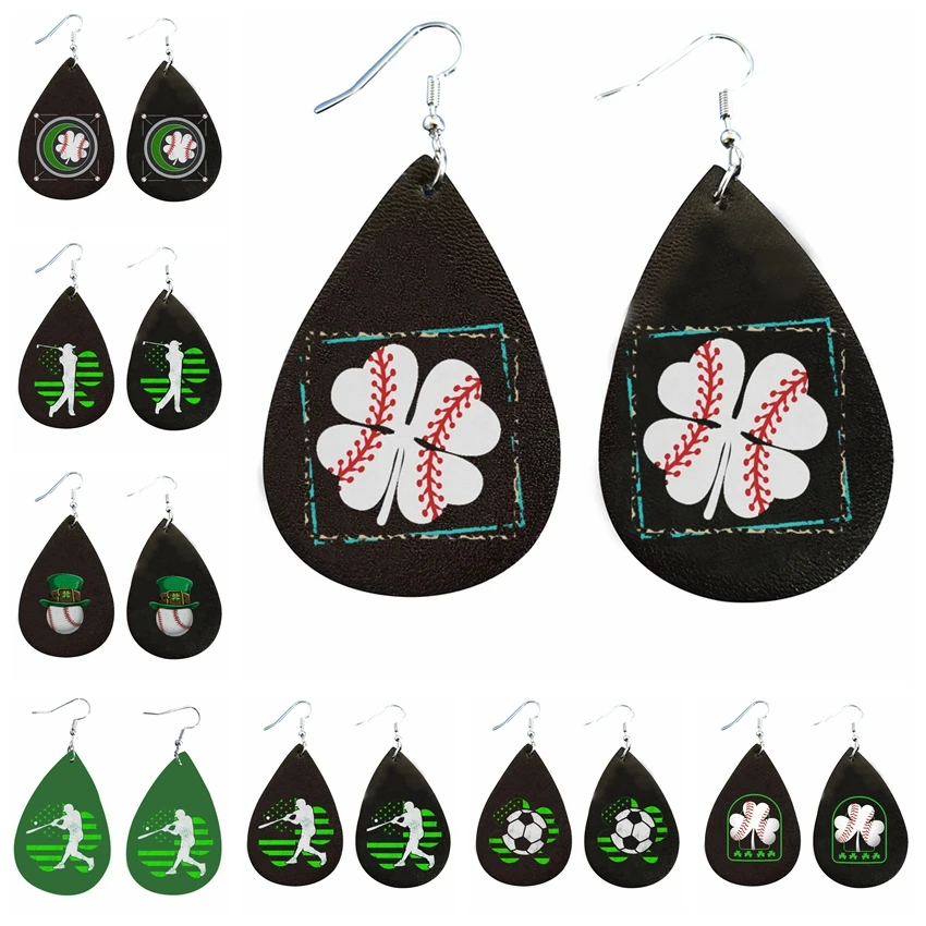 

Серьги из искусственной кожи, 24 пары, в наличии на тему бейсбола Св. Патрика, 2022