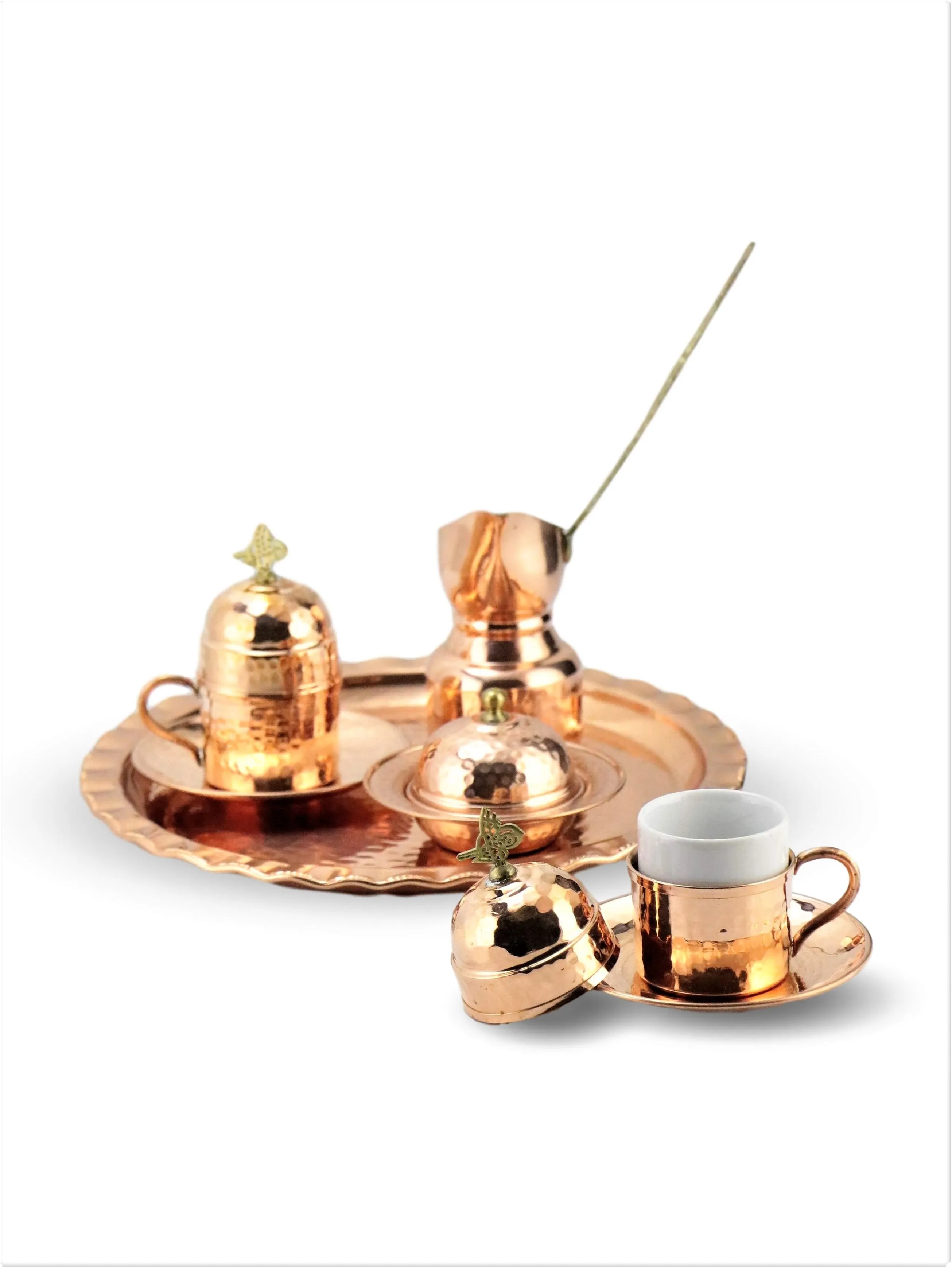 

Morya Copper Teacup Vintage Handmade Retro Coffee Tea Cup Set Pot Mug Sugar Bowl Creamer Teaset Kettle Noble Luxury 5 pcs