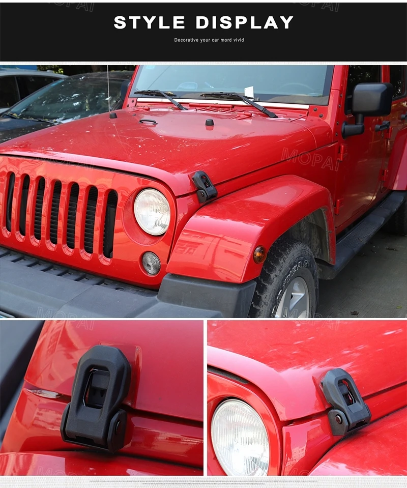 MOPAI Автомобильный Замок двигателя для Jeep Wrangler 2007 Up Автомобильный замок защелки капота защелки для Jeep Wrangler JK аксессуары для укладки