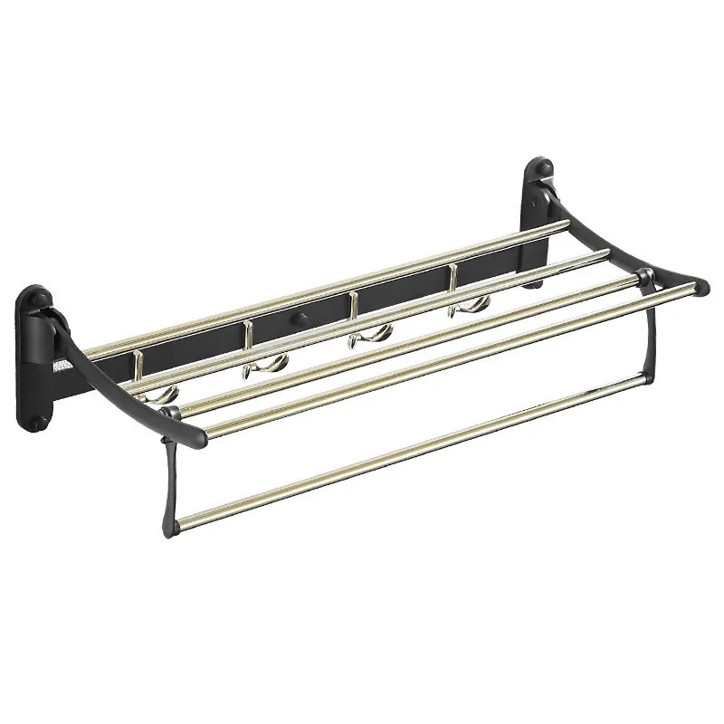 Bathroom Towel Rack Brass 60 cm Folding Gold Holder Foldable Black Fixed Bath Shelves Rail | Обустройство дома