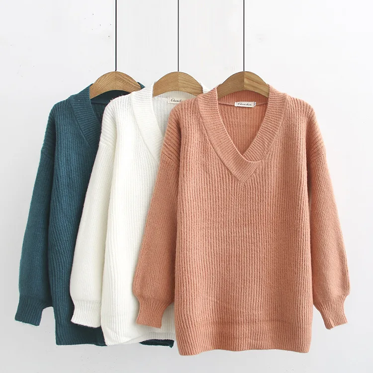 Повседневные незаменимые свитера размера плюс осень 2019 женские модные свободные